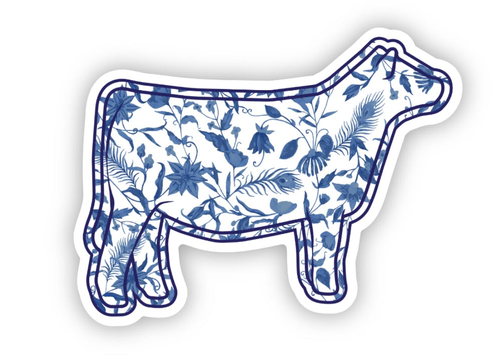 Sticker - Blue Floral Heifer